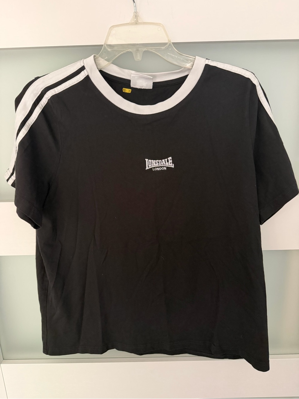 Lonsdale London Men's Black Crew Tee with White Trim